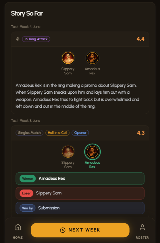 Redesigned Story So Far section on the rivalry details page