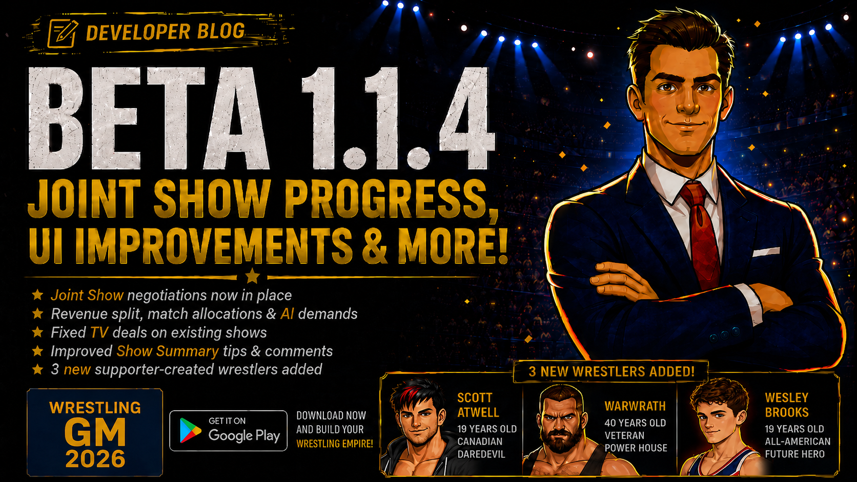 Wrestling GM 2026 - Beta 1.1.4 Release Notes